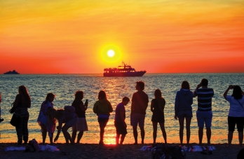 People watching the sunset at Cape May Point, NJ